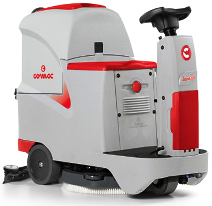 Compact SCRUBBING MACHINE (RIDE ON) Floor Scrubbing, Vacuuming, and Drying Machine, Model (Innova 55B), imported by the Italian company Comac