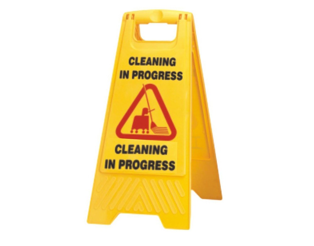 Floor cleaning warning sign “Cleaning in Progress”